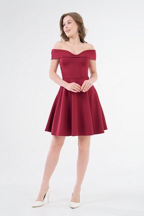 لباس مجلسی و فارغ التحصیلی زرشکی زنانه لیکرا lovebox - کد 636796608