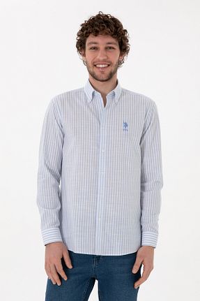 پیراهن آبی مردانه یقه دکمه دار U.S. Polo Assn. - کد 926650036