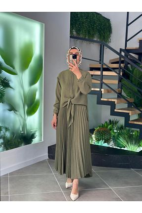 ست بالاتنه و پائین تنه خاکی زنانه رگولار Armine - کد 926643742