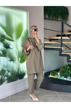 ست بالاتنه و پائین تنه خاکی زنانه رگولار Armine - کد 926644106