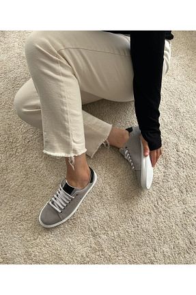 کفش اسنیکر طوسی زنانه چرم اصل POTEEN - کد 926717142