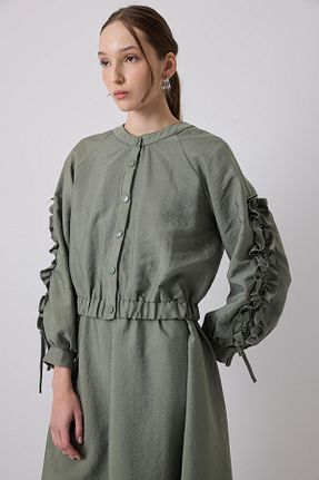 ست بالاتنه و پائین تنه حجاب خاکی زنانه نیمه فیت Touche Prive - کد 926730098