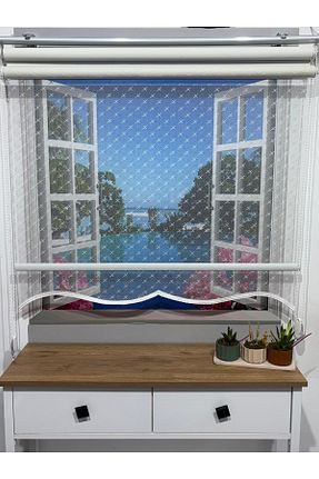 پرده کشوئی سفید کلاسیک Stor winella - کد 926751785