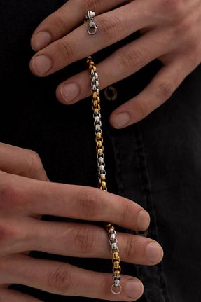 دستبند استیل (فولاد) زرد مردانه استیل ضد زنگ vogutima - کد 926818990
