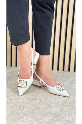کفش پاشنه بلند کلاسیک سفید زنانه چرم مصنوعی İmerShoes - کد 926878287