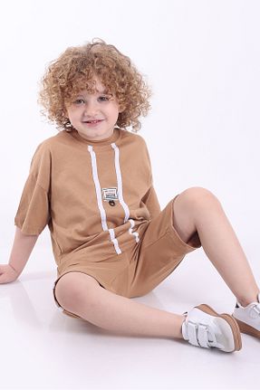 ست بالاتنه و پائین تنه قهوه ای بچه گانه بافت Mixima - کد 926879126