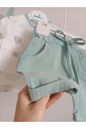 ست نوزادی فیروزه ای بچه گانه پنبه ای Nanon Baby - کد 926879485