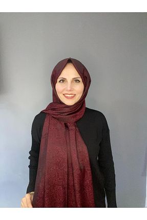 شال زرشکی زنانه ابریشم The Message - کد 926850132
