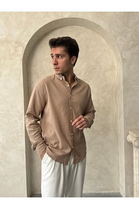 پیراهن بژ مردانه اورسایز Mencha - کد 926869432