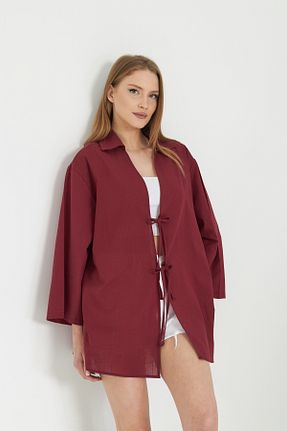کیمونو و کافتان زرشکی زنانه %100 پنبه SevdeUgur - کد 926869070