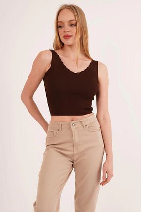 بلوز قهوه ای زنانه ساده bacc - کد 926873817