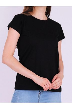 تیشرت مشکی زنانه یقه مونو RenkliEvren - کد 905927257