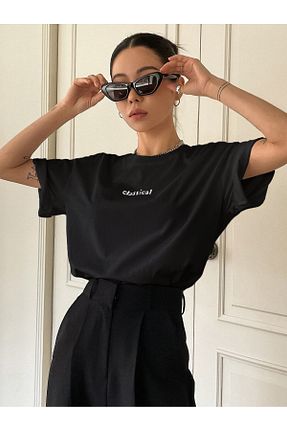 تیشرت مشکی زنانه اورسایز uyguntarz - کد 933574743