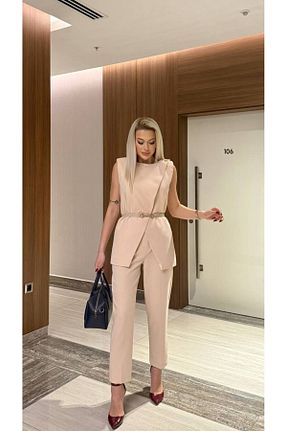 ست بالاتنه و پائین تنه بژ زنانه بافتنی Story - کد 926907753