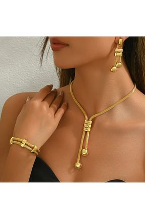 ست استیل زرد زنانه استیل ضد زنگ TAKİŞKO - کد 926928073