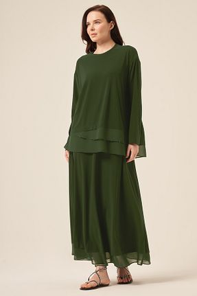ست بالاتنه و پائین تنه حجاب خاکی زنانه رگولار Ceremony - کد 926928458