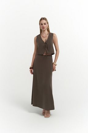 ست بالاتنه و پائین تنه قهوه ای زنانه MAİ COLLECTİON - کد 926944714