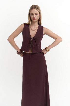 ست بالاتنه و پائین تنه زرشکی زنانه MAİ COLLECTİON - کد 926942462