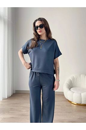 ست بالاتنه و پائین تنه طوسی زنانه پنبه ای İKLİM LİFE - کد 926938714