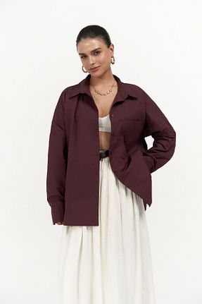 پیراهن زرشکی زنانه اورسایز MAİ COLLECTİON - کد 926938376