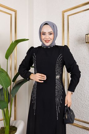 لباس مجلسی حجاب مشکی زنانه یقه ایستاده Elif Artar - کد 926959804