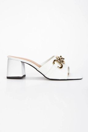 دمپائی سفید زنانه چرم مصنوعی SOFT FASHION - کد 926948116