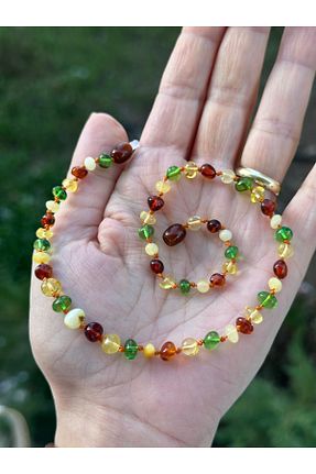 گردنبند جواهر رنگی بچه گانه سنگ طبیعی KEHRİBAREVİ KARAMAN - کد 738099945