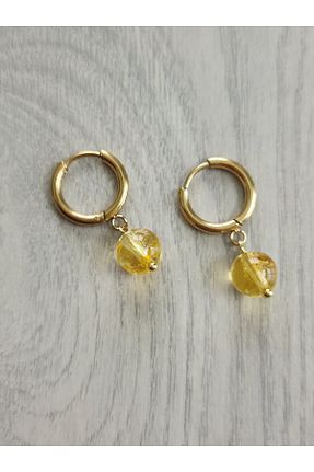 گوشواره استیل (فولاد) زرد زنانه سنگ طبیعی Home - کد 926950339