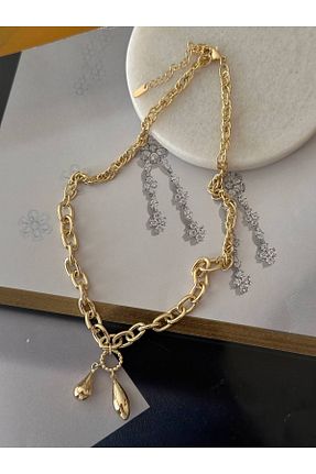 گردنبند استیل ( فولاد ) زرد زنانه استیل ضد زنگ Esmeray Aksesuar - کد 926960642
