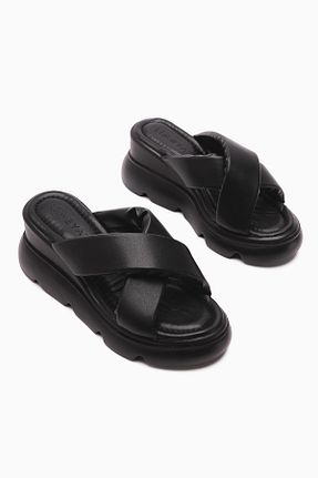 دمپائی مشکی زنانه چرم مصنوعی Limoya - کد 926959445