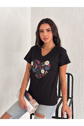 تیشرت مشکی زنانه رگولار Esra Butik Hane - کد 926964310