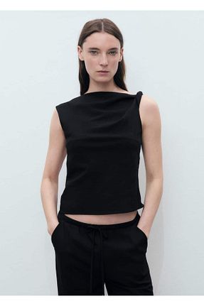 تیشرت مشکی زنانه رگولار MANGO - کد 926965338