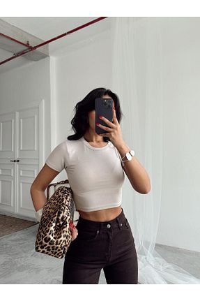 تیشرت طوسی زنانه کراپ mydukkan.co - کد 926969462