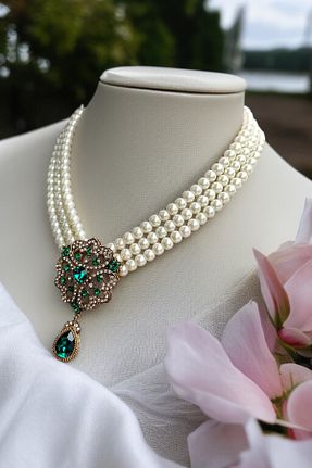 گردنبند مروارید سبز FAYRA ACCESSORIES - کد 925091605