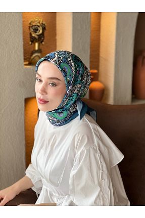 روسری آبی پنبه پلی استر Modakaşmir - کد 926997110