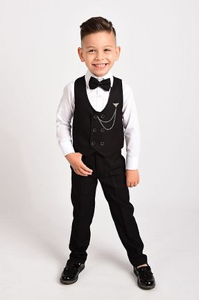 کت و شلوار مشکی بچه گانه یقه پرستوئی Merdia Kids - کد 739421305