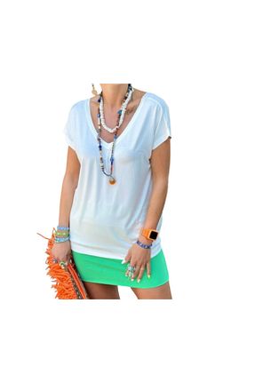 تیشرت سفید زنانه رگولار PHUTİ COLLECTION - کد 927032023