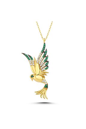 گردنبند نقره سبز زنانه 925 عیار ka ra - کد 846005194