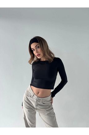 بلوز مشکی زنانه ساده Modaiconu - کد 927132948