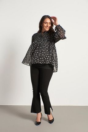 شلوار سایز بزرگ مشکی زنانه ویسکون Myline - کد 59374748