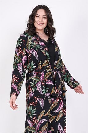 کت سایز بزرگ مشکی زنانه ویسکون Myline - کد 41498266