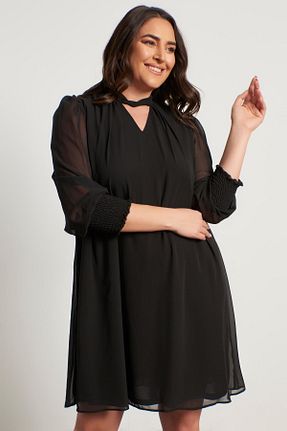 لباس سایز بزرگ مشکی زنانه شیفون Myline - کد 98097898