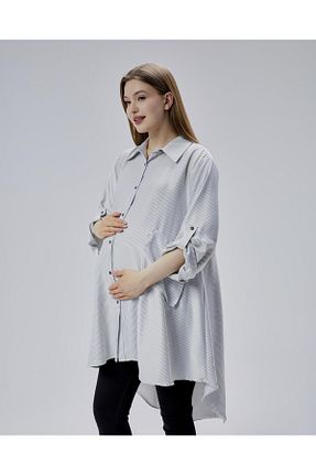 پیراهن بارداری طوسی زنانه اورسایز LİYACA - کد 927141715