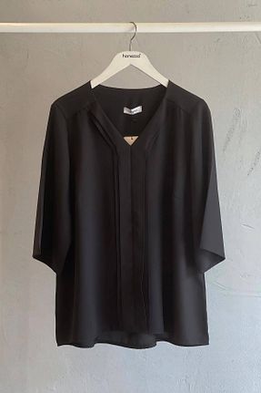بلوز سایز بزرگ مشکی زنانه سایز بزرگ Hanezza - کد 4838025