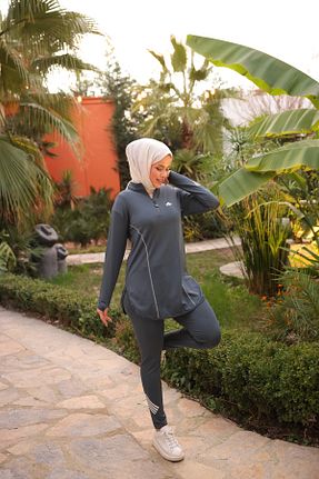 مایو حجاب طوسی زنانه ساده MİMİ Luxury Wear - کد 927230828