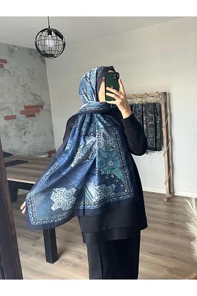 شال سرمه ای زنانه پنبه پلی استر Merwiss - کد 927151035