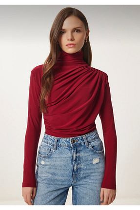 بادی زرشکی زنانه یقه ایستاده She Olive - کد 927148998