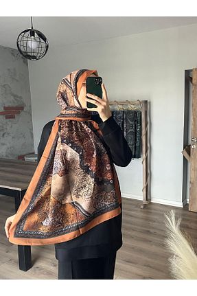 شال نارنجی زنانه پنبه پلی استر Merwiss - کد 927154306