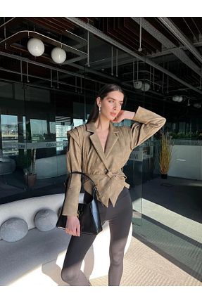 کت قهوه ای زنانه کراپ Entrendburada - کد 927165590