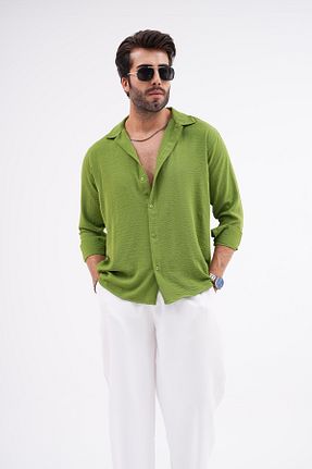 پیراهن سبز مردانه اورسایز SKYMOOD - کد 248221117